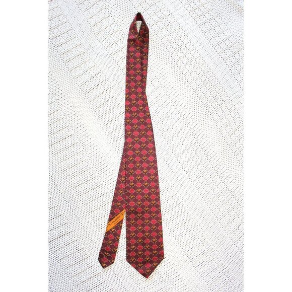 VALENTINO Cravatte 100% Silk men Tie Made in Italy Christmas color - Picture 2 of 7